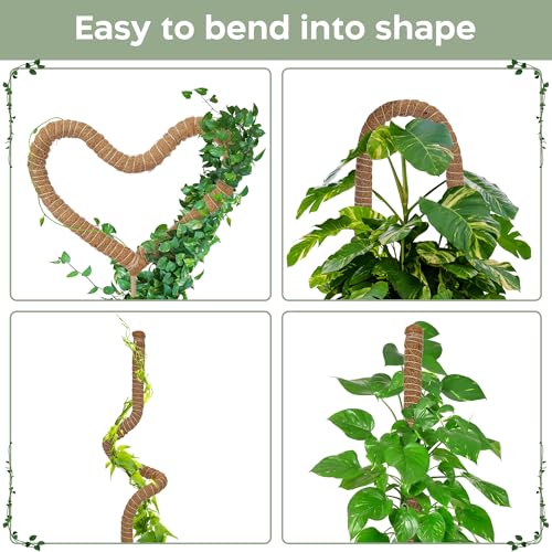 2 Pack 28'' Bendable Moss Pole Monstera Plant Support for Climbing Indoor Plants - Stakes for Potted Climbers - Tall Stick...