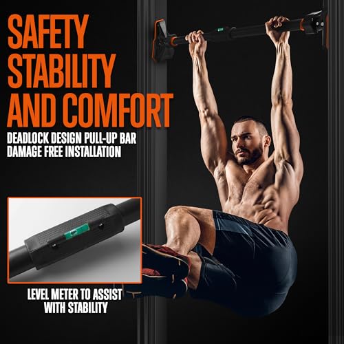SQUATZ Adjustable Pull-Up & Chin-Up Bar - Door Frame & Doorway No-Screw, No-Damage Hanging Bar for Home Strength Training ...