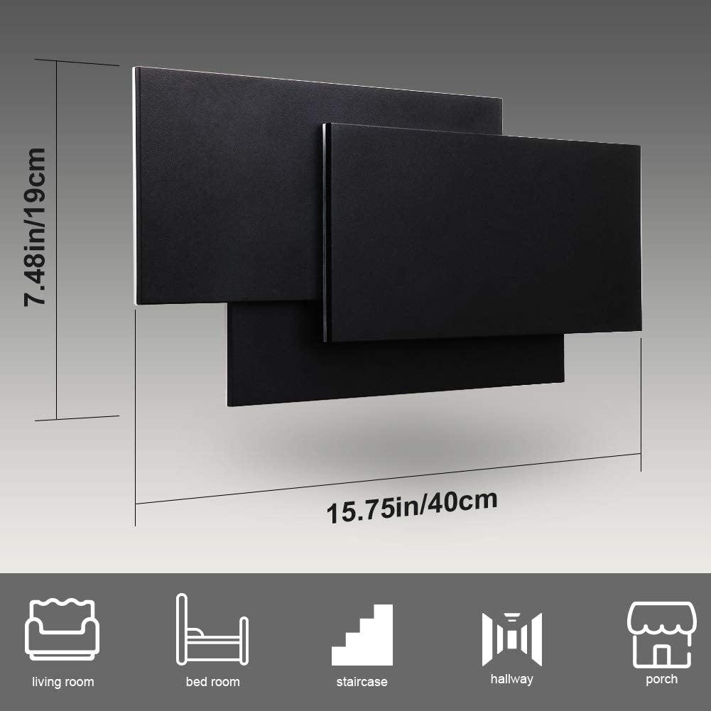 Ralbay LED Wall Sconce Matte Black 15.75in/36W Warm White 3000K Model 6809
