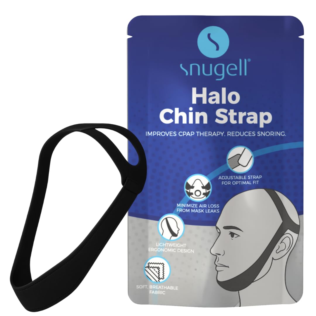 Snugell Premium Chin Strap for CPAP Users – Adjustable and Comfortable Halo Design Chin Straps for Sleeping – to Keep Mouth Closed During Sleep – Improves CPAP Therapy – Anti Snoring Straps
