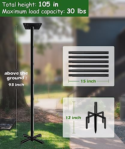 Mokeyder 105 Inch Bird House Pole Mount Kit, Adjustable Heavy Duty Bird Feeder Pole for Outdoors, Universal Mounting Post ...