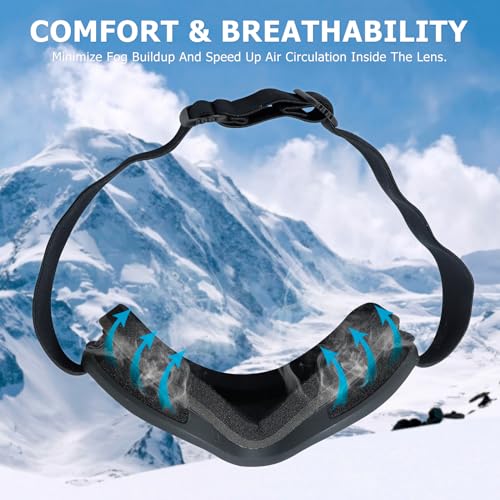 SPOSUNE OTG Ski Goggles Men Women, Over Glasses Anti Fog Snowboard Goggles, UV Protection Snow Goggles for Adult & Youth