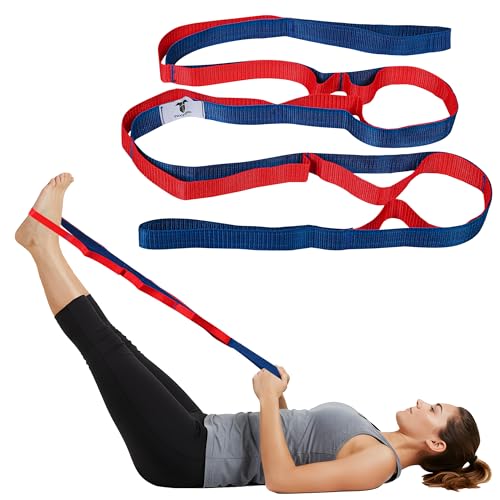 10 Loops Yoga Stretching Strap for Physical Therapy, Dance, Flexibility and Gymnastics Stretch Strap Band with Loops Knee ...