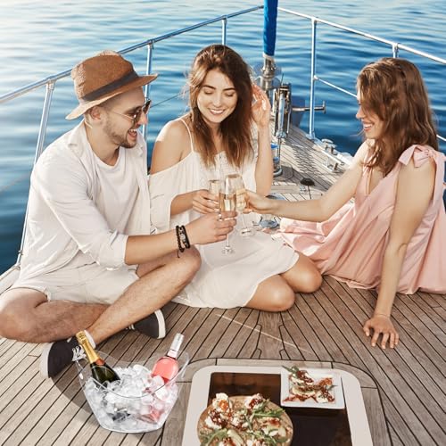 LIQWEI 3 Pcs Ice Bucket, 4 Liter Champagne Wine Bucket with Scoops, Beer Buckets Beverage Bin Clear Acrylic Storage Tub fo...