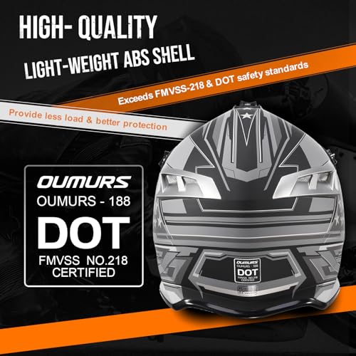 OUMURS DOT Adult Dirt Bike Helmet with Goggles Gloves & Mask Adjustable Sun Visor Motorcycle Adult ATV Helmet Off-Road Mot...