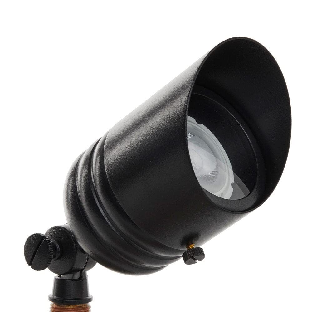VOLT Fat Boy Brass Outdoor Spotlight with 5W 2700K MR16 LED Bulb, Ground Stake, Black