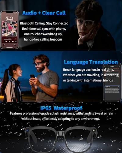 800W Ai Smart Glasses with Camera 1080P HD Video Recording, AI Translator for 160 Languages, GPT Object Recognition, Bluet...