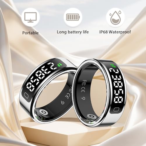 Smart Ring for Women Men, Health Fitness Tracker with Touchscreen Display, Heart Rate/Blood Oxygen/Sleep Monitor, Activity...