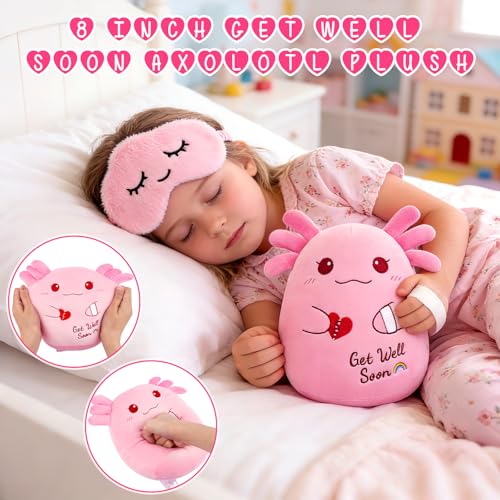 LSYDCARM Get Well Gifts for Kids, Feel Better Gifts for Kids, Get Well Soon Basket with 8 inch Axolotl Get Well Soon Stuff...