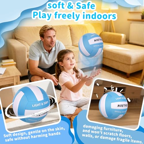 Noetifex Soft Volleyball-Super Soft Fabric Light Volleyball for Indoor Practice Safe and Quiet Kids Youth Beginners House ...