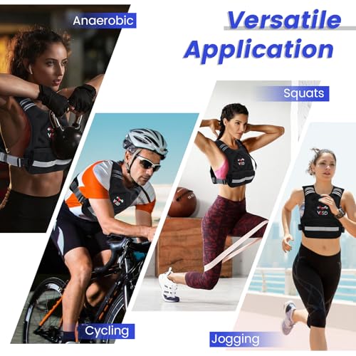 VBSD Adjustable Weighted Vest for Women Men 4-10lb/11-20lb/20-32lb Vest with 6 Ironsand Weights Body Weight Vest with Refl...