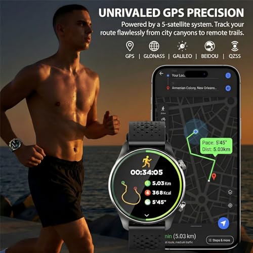 Zolovip GPS Smart Watch for Men Women (Answer/Make Call), 1.43" AMOLED Round Display, Built-in GPS, 3ATM Waterproof, Heart...