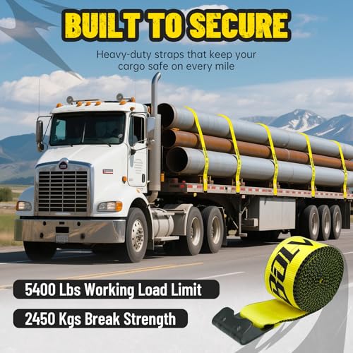 Bolvixor 4 Pack 4" x30' Winch Straps with Flat Hooks, 16200LBS Break Strength Heavy Duty Tie Down Straps for Flatbed Truck...