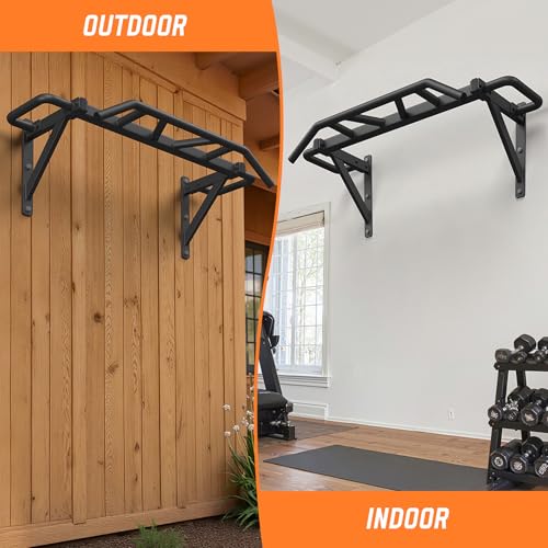 Jusgym Heavy Duty Pull Up Bar with 14 Grip Positions, Strength Training Pull-Up Bars for Home Gym, Wall Mounted, Joist Mou...