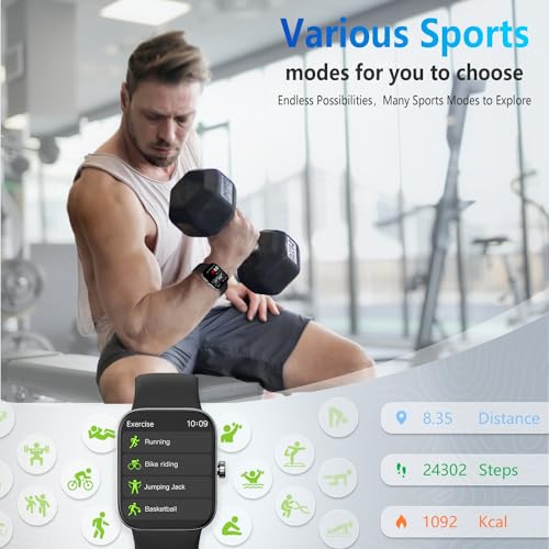 UMAwangfit Smart Watch for Men Women, 1.85" HD Touchscreen Fitness Tracker, Bluetooth Notifications/Calls, IP68 Waterproo...