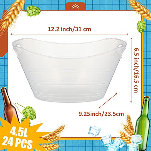 Norme 48 Pcs Oval Storage Tub with Handles, 4.5L Plastic Clear Ice Bucket Wine Beer Champagne Bottle Drink Cooler Tub for ...