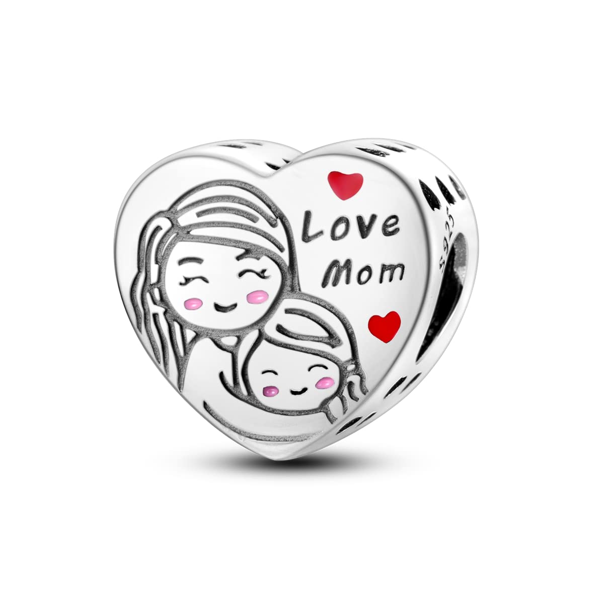 Parmuz 925 Sterling Silver Mom Charm For Bracelet Butterfly Love Heart Evil eye Cross Mother's Day Charms for woman Dangle Penda