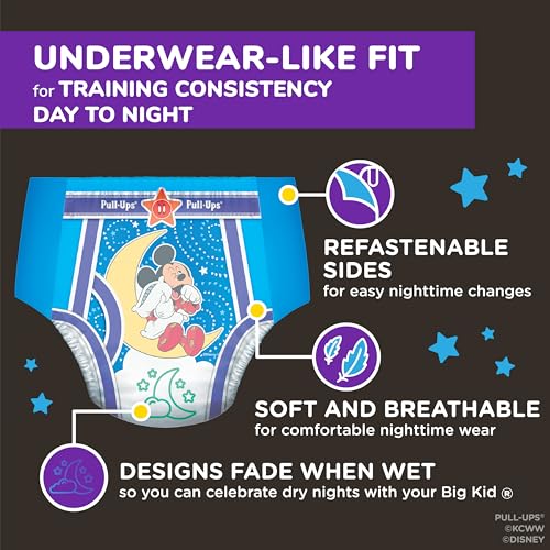 Pull-Ups Boys' Night Time Potty Training Pants, Size 3T-4T Overnight Training Underwear (32-40 lbs), 108 Ct
