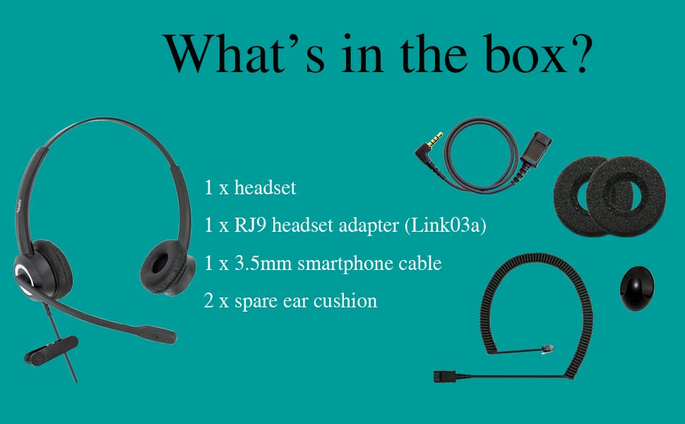 Office Phone Headset Hd Voice For Aastra Allworx Altigen Digium Ipitomy Telephones, Rj9 & 3.5Mm Adapter Cable (Binaural)