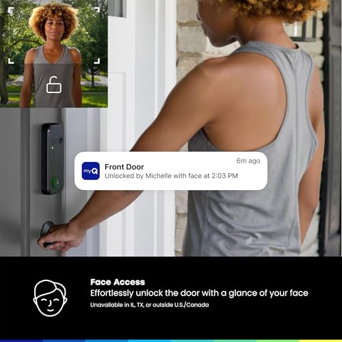 myQ Secure View™ 3-in-1 Smart Lock with 2K HDR Video Doorbell Camera, Face Access, Fingerprint Access, PIN & App Control —...