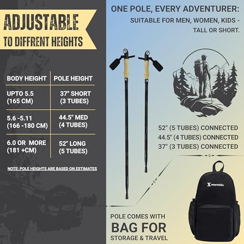 SmartstickX Collapsible Tactical Walking Stick with LED Light, USB Charging, Cork Grip, and Survival Tools – Aircraft Alum...
