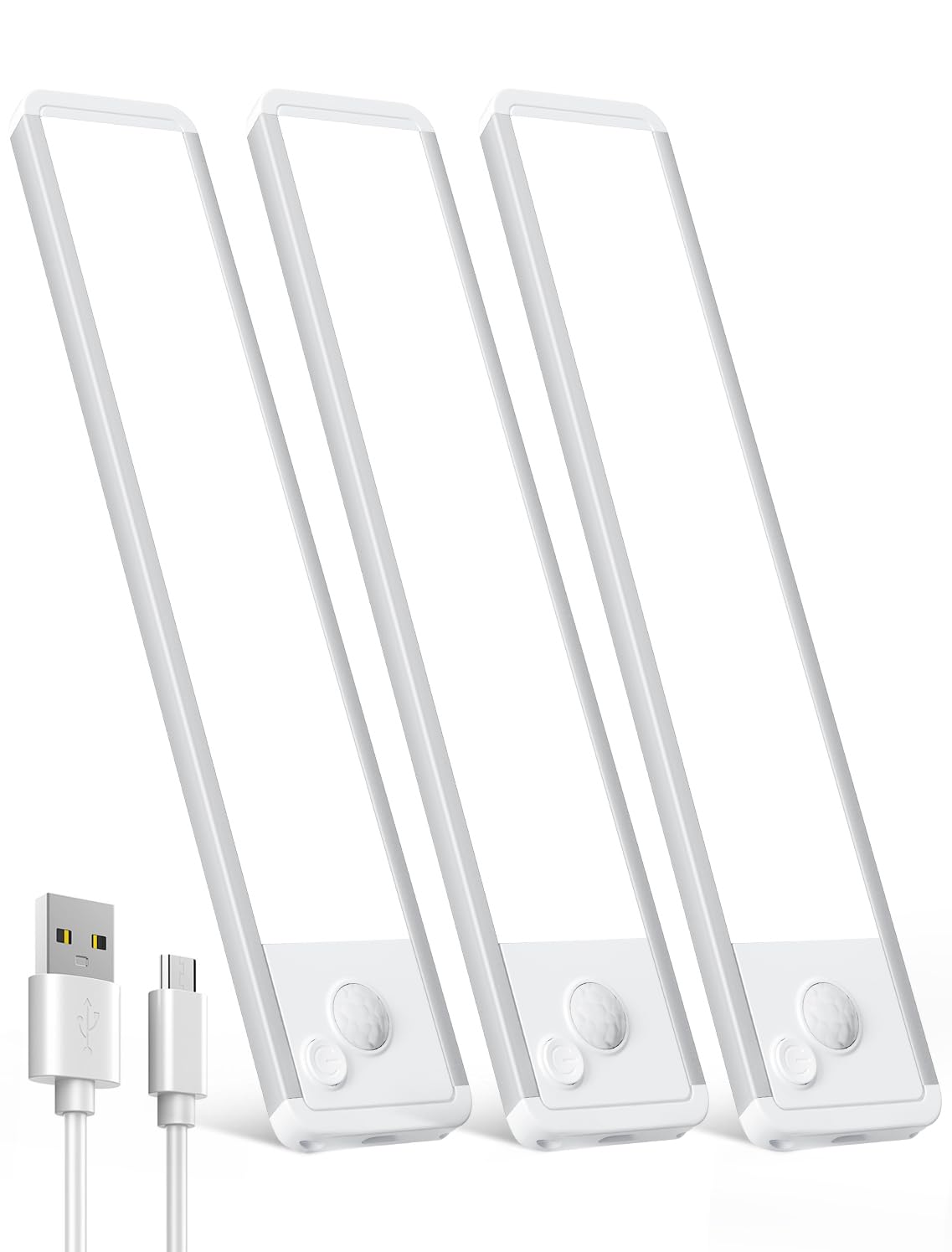 Under Cabinet Motion Sensor Lighting: 10 Inch Dimmable Rechargeable Lights Indoor - Battery Operated Lights - Undercabinet Closet Light Magnetic Led Light For Kitchen Home Bathroom Counter 3 Pack