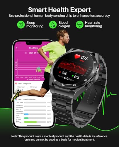 EarlySincere Smart Watches for Men with Blood Pressure, 1.39" HD Fitness Watch, Smartwatches with Heart Rate Blood Oxygen ...