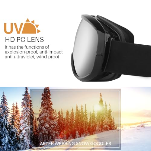 GGBuy Ski Goggles Frameless Anti-Fog Windproof OTG Design Snowboard Goggles UV400 Block Eyes Protect Lens Adult Youth