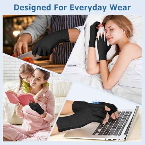 NURCOM Compression Arthritis Gloves, Carpal Tunnel, Tendinitis, Tendonitis, Single Glove for Left & Right Hand, Open Finge...