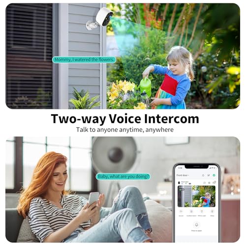 Security Cameras Wireless Outdoor,2K Indoor WiFi Wireless Cameras,Outside Battery Powered Camera for Home Security,AI Moti...