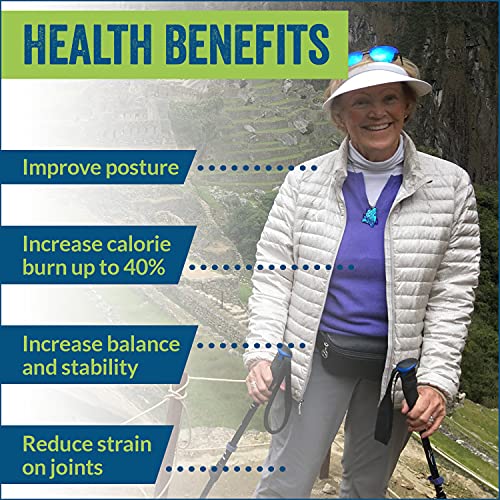 Official Nordic Walking Poles - True Classic Nordic Glove Grips, Lightweight, Adjustable, and Collapsible -2 Pieces w/flip...