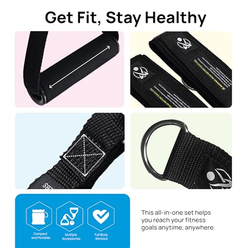 INEVIFIT Resistance Band Set, 150 LBS Stackable Workout Bands for Strength Training, Yoga, Pilates, and Full Body Workout,...