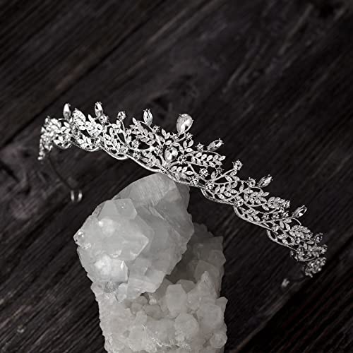 SWEETV Silver Tiara Crown for Women,Princess Tiaras for Girls,Crystal Retro Hair Accessories for Wedding Birthday Prom Pag...