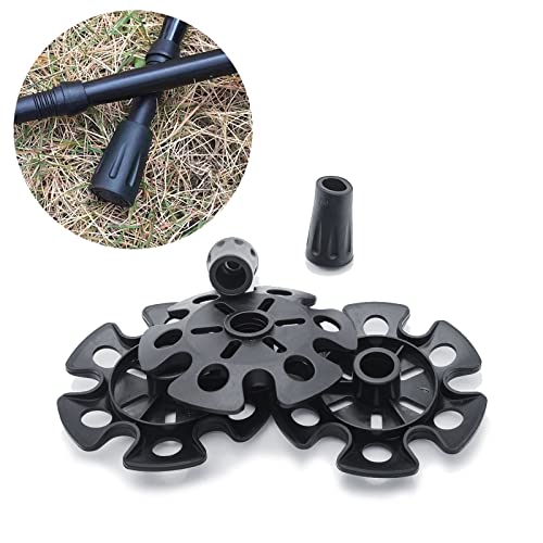 Leewoth 8pcs Trekking Pole Snow Baskets and Rubber Tips for Walking Sticks, Removable Ski Pole Replacement Accessory (Black)