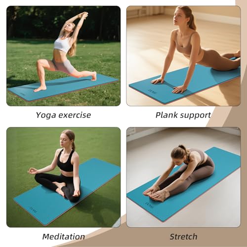 Yoga Mat Non Slip, Anti-Tear 1/4 Thick TPE Yoga Mats for Women and Men, 72"x24" Exercise & Fitness Mat with Carrying Stra...