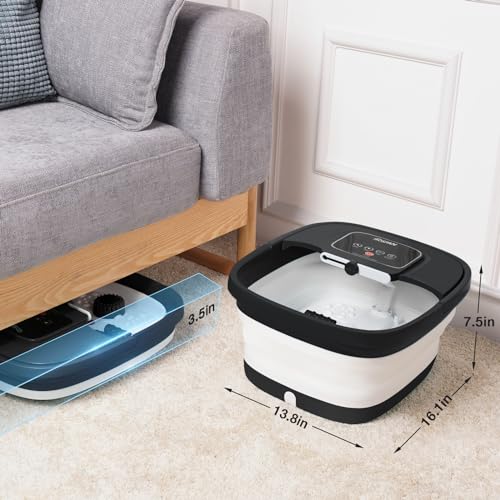 HOSPAN Collapsible Foot Spa with Heat, Bubble, Red Light, and Temperature Control, Foot Bath Massager with 8 Shiatsu Massa...