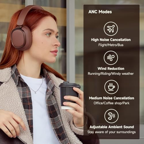 Edifier ES850NB Active Noise Cancelling Headphones, Over Ear Bluetooth Headset, 92H Playtime Wired & Wireless Hi-Res Audio...