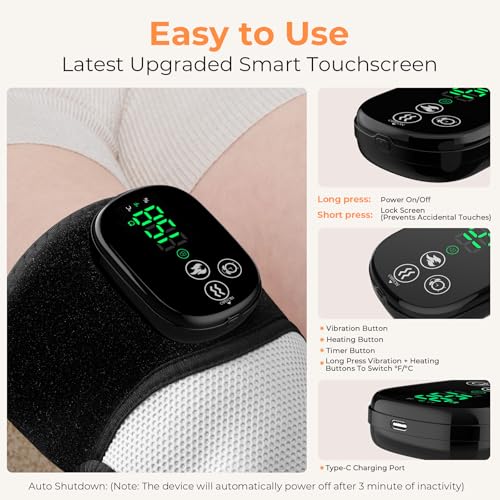 VIYACHY Knee Massager with Heat & Vibration, Heated Knee Brace for Relaxation, Cordless Electric Heating Pad for Knee, Elb...