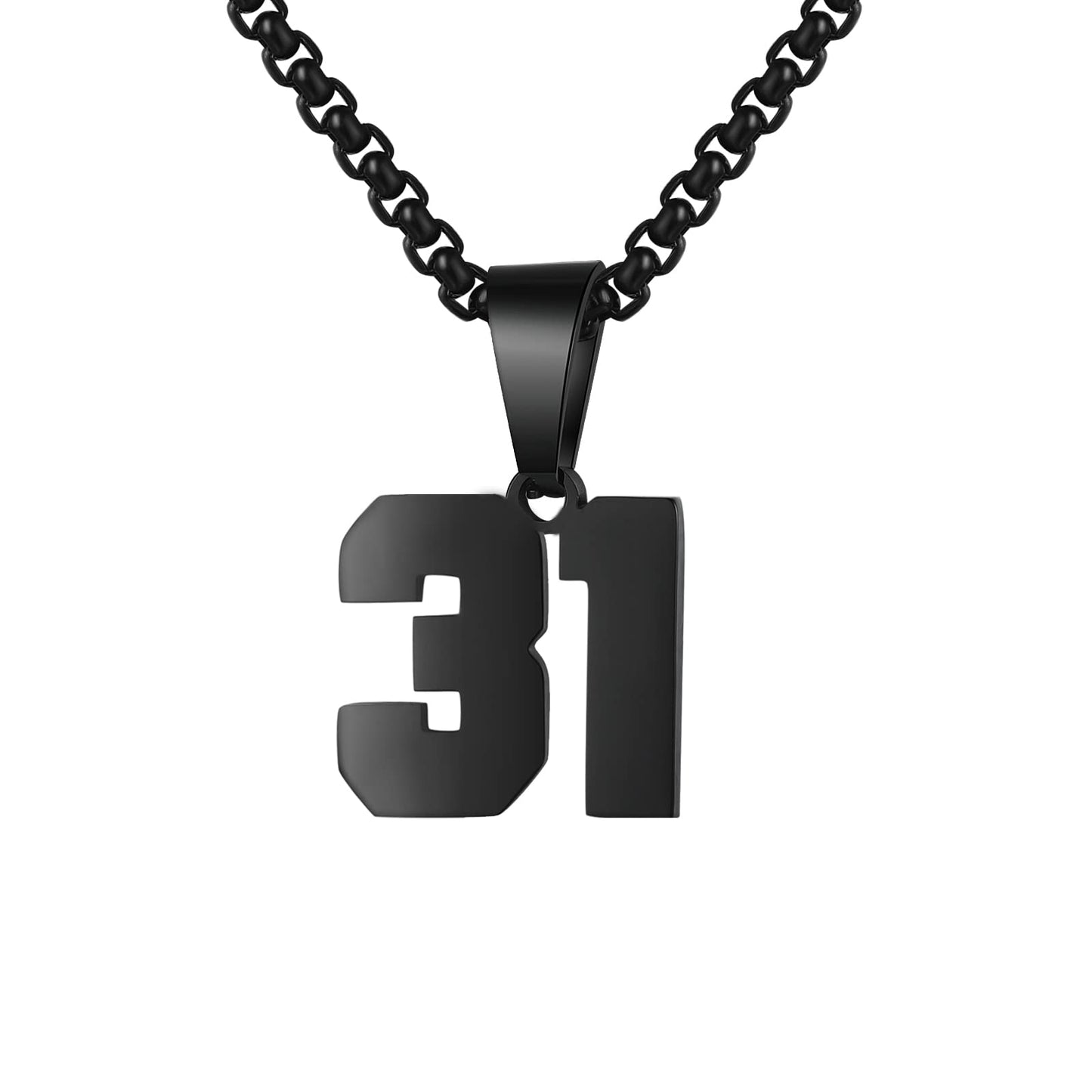 Number Necklaces Personalized Necklaces Black Initial Number Pendant Stainless Steel Chain Movement Necklaces for Men Women (31)