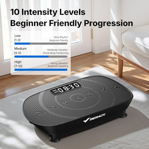 MERACH Vibration Plate Exercise Machine, Curved Vibration Plate for Lymphatic Drainage Weight Loss, Vibrating Plate with R...