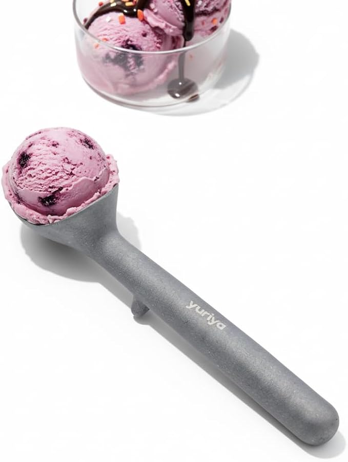 Aluminum Ice Cream Scoop, Ergonomic One-Piece No-Trigger Scooper with Elevated Head, 7 inch, Vintage Matte Silver