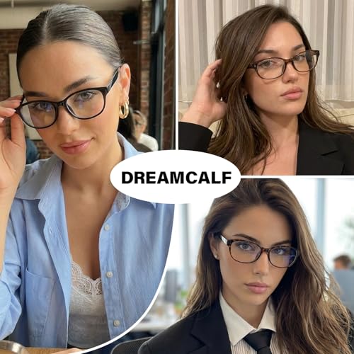 DreamCalf Trendy Fake Glasses Small Rectangular Y2K Eyewear with Anti Blue Light Protection for Women's Cosplay