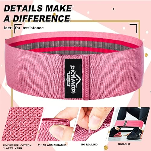DICYWUDI Fabric Resistance Bands for Working Out, 6Pack Non-Slip Exercise Bands for Women and Men, Fabric Booty Bands for ...