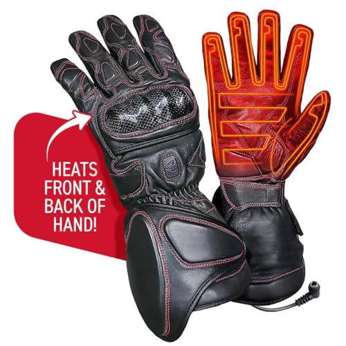 Gerbing 12V Heated Motorcycle Gloves, Extreme TPU Hard Knuckle, Water-Resistant, Leather, Unisex Ergonomic Fit 3XL