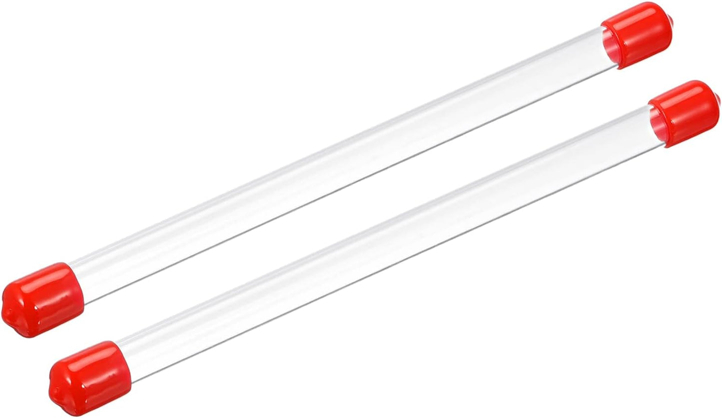 PATIKIL Clear Rigid Tube Round Plastic Tubing with Red Rubber Caps Polycarbonate Water Pipe, 305mm/ 12 Inch Length, 8mmx10mm/0.31"x0.4", 2 Set