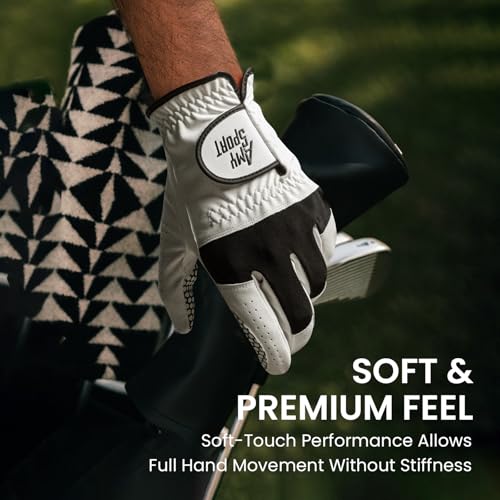 Amy Sport Upgraded Grip Golf Gloves Men Value 2 Pack for Left Right Handed Golfers, Anti Slip All Weather Comfortable Glov...