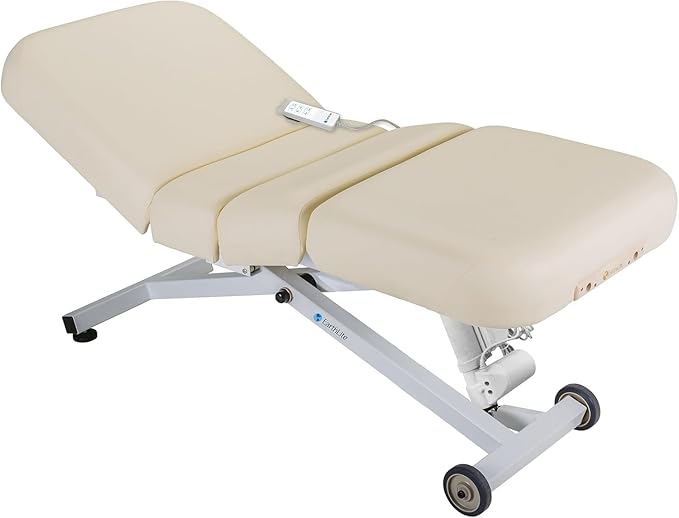EarthLite Ellora Electric Lift Salon Massage Table, Manual Tilt, Made in USA, 32" x 73", Vanilla Crème