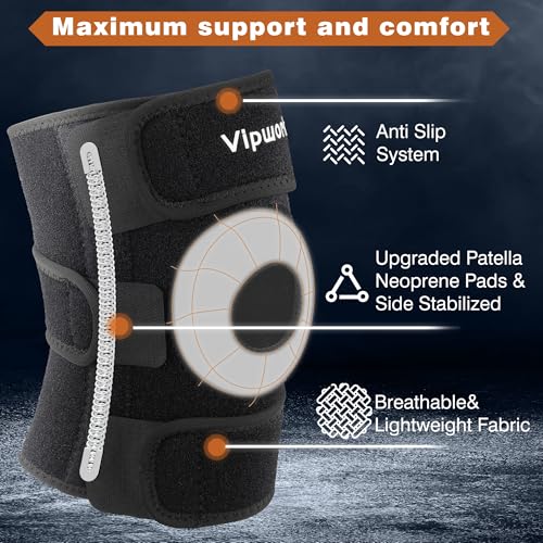 VIPWORK Knee Brace for Women and Men – Compression Knee Sleeve for Meniscus Tear, ACL, Arthritis Pain Relief, Knee Pain Su...