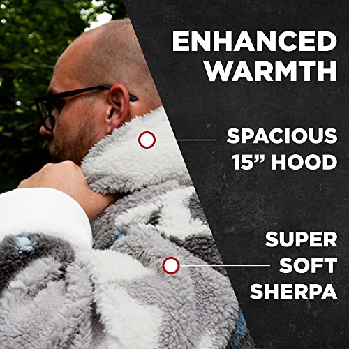 Coleman Oversized Wearable Sherpa and Micro-Mink Blanket Hoodie, Grey - One Size Fits Most