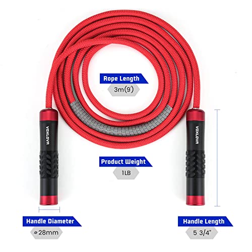 VOXLOVA Weighted Rope - 1LB Heavy Jump Rope for Men Women Fitness Workouts, Non-Slip Aluminum Handles, Premium Skipping Ro...